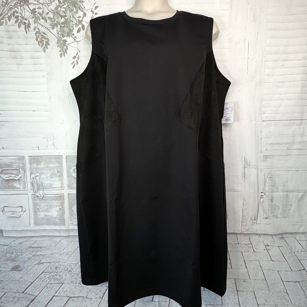 Evri Womens Mineral Black Sleeveless Sheath 2 Panel Casual Dress Plus Sz. 4x NEW